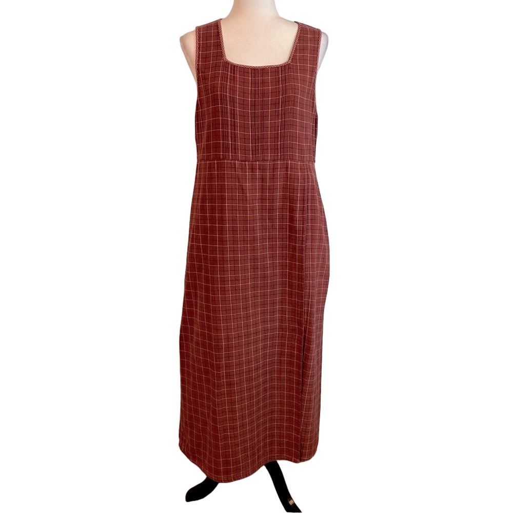 April Cornell Brick Red Plaid Maxi Dress
